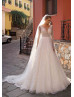 Long Sleeves Beaded Ivory Lace Tulle Timeless Wedding Dress